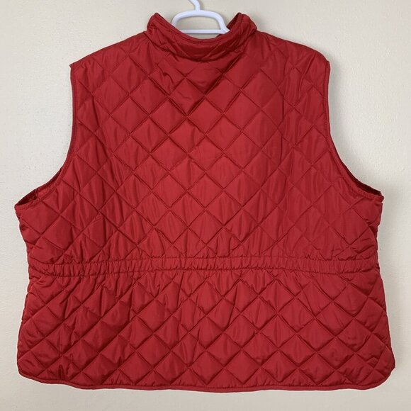 St Johns Bay Womens 5X Quilted Vest Red Gold Zip Barn Classic Chore Pockets - Picture 3 of 12